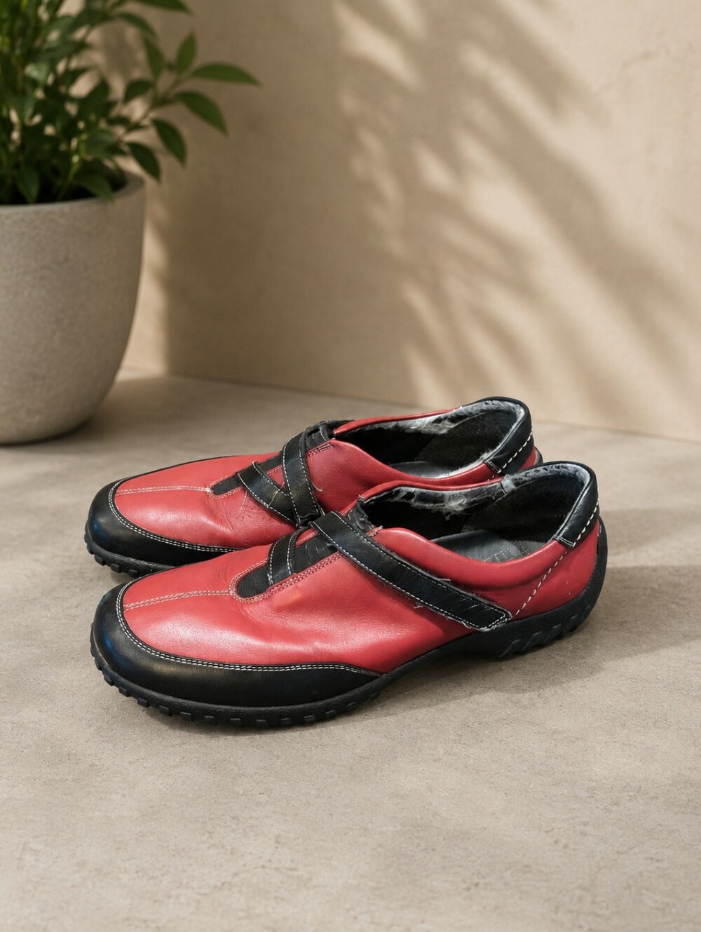 Rieker Red and Black Leather Slip-On Shoe
